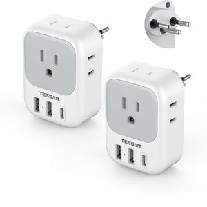 TESSAN Swiss Travel Adapter with USB Ports